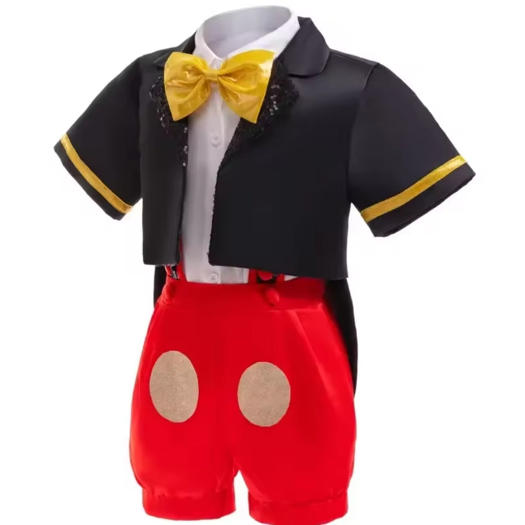 Three-Piece Mouse Costume for Children - Polyester Dress-Up Set with Tail 1-7 Years Halloween Party Carnival | Sansoti