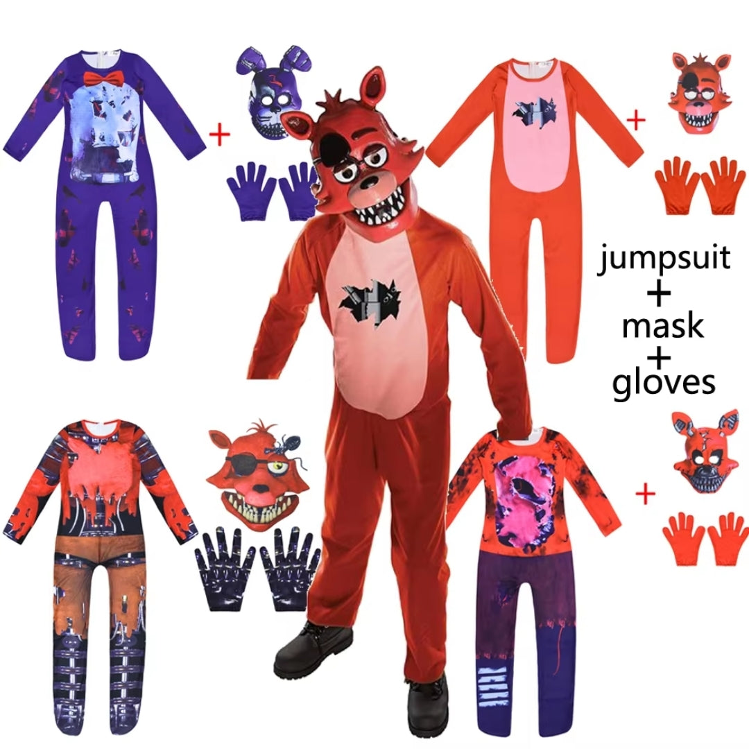 Griezelkostuum Animatronickonijn voor Kinderen met Masker Handschoenen Halloween Speelgoedverkleedset | Sansoti