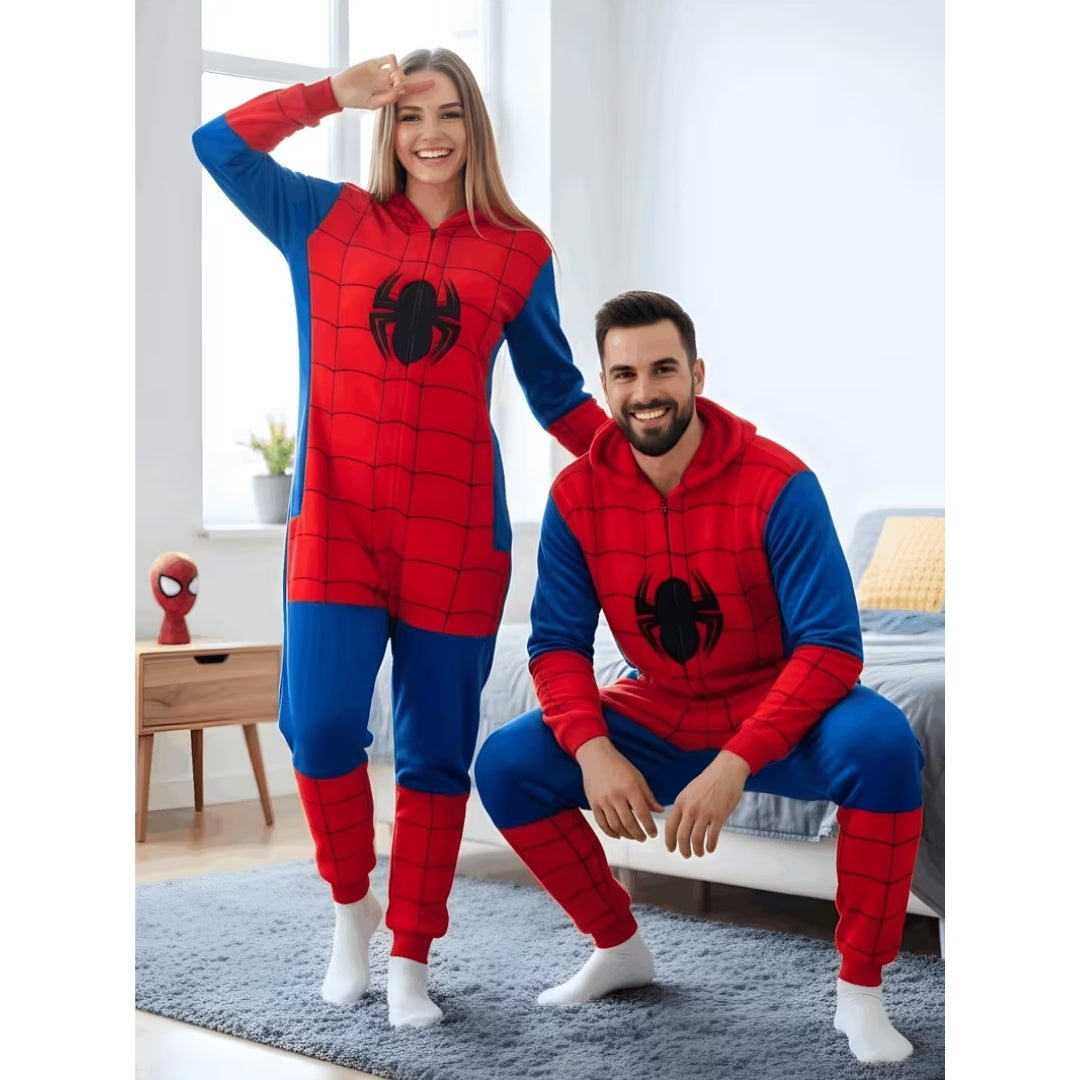 Superhelden Onesie met Capuchon voor Volwassenen – Pluche Kostuum Themafeest Cosplay Verkleedkleding Carnaval | Sansoti