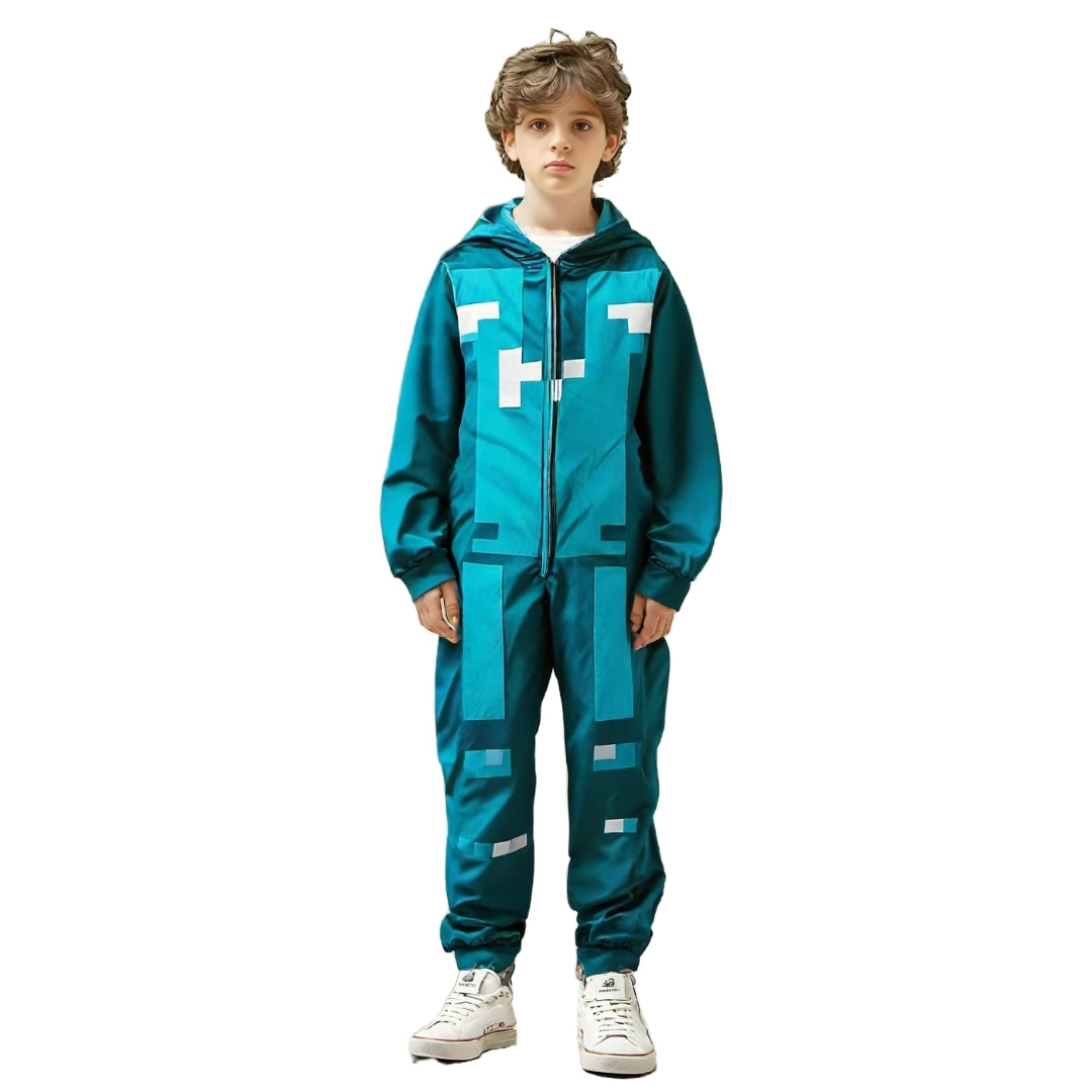 Pixel Jumpsuit for Children Cosplay Outfit Unisex Polyester Costume Halloween Carnival Party | Sansoti