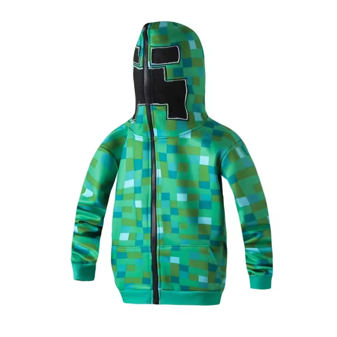 Pixelmonster Verkleedpak met Hoofddeksel voor Jongens en Meisjes 5-13 Jaar Spelkarakter Kostuum Game Party | Sansoti