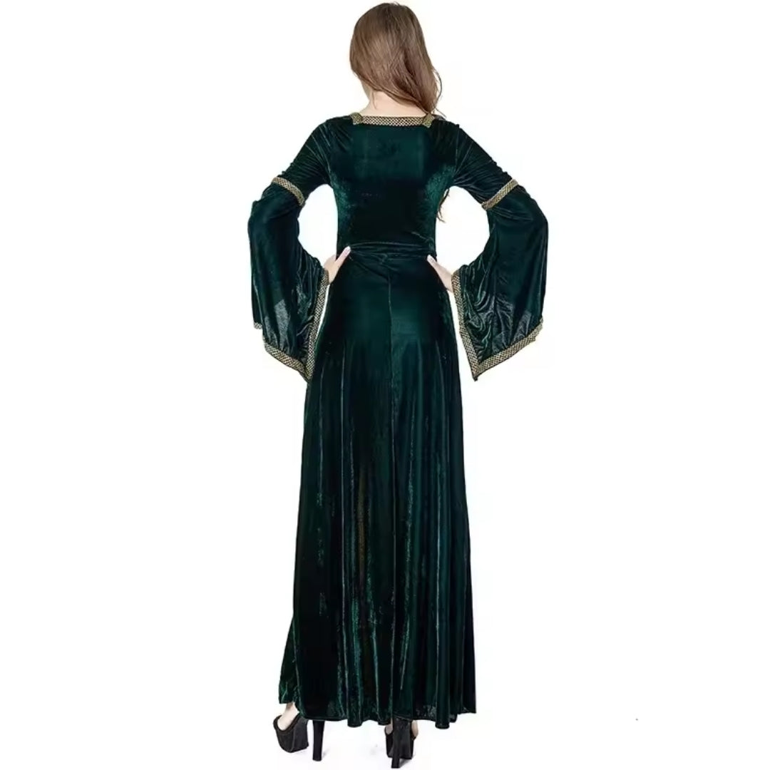 Middeleeuwse Fluwelen Jurk met Veterdetail Fantasy Kostuum voor Dames Cosplay Renaissance Historisch Feest | Sansoti