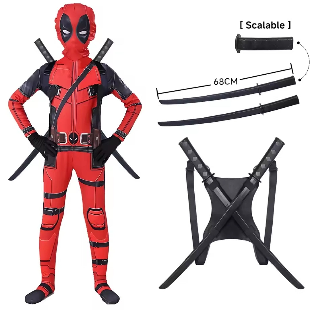 Superhero Dress-Up Costume for Children with Swords, Unisex Jumpsuit, Halloween Carnival Cosplay Party Costume | Sansoti