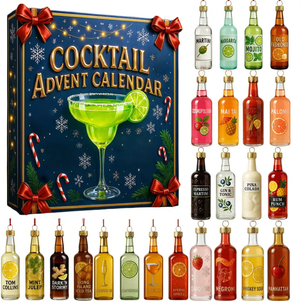 Adventskalender Cocktailflesjes Ornamenten 24 Dagen Kerstdecoratie Feestelijk Cadeau Adventstelling Kerst | Sansoti