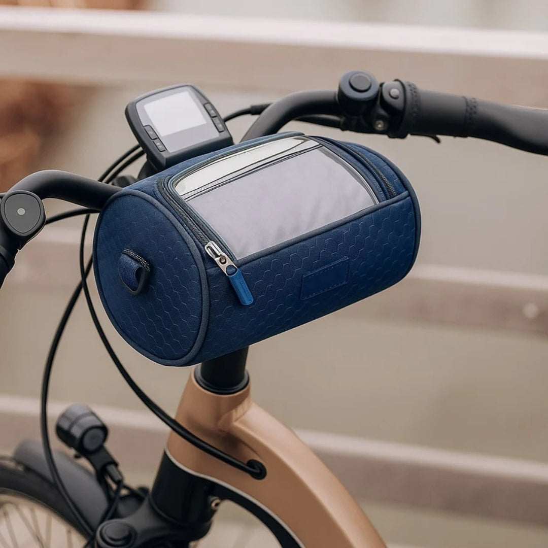 Sacoche de vélo étanche pour guidon avec fenêtre tactile, rangement pour smartphone et navigation, noir et vert | Sansoti