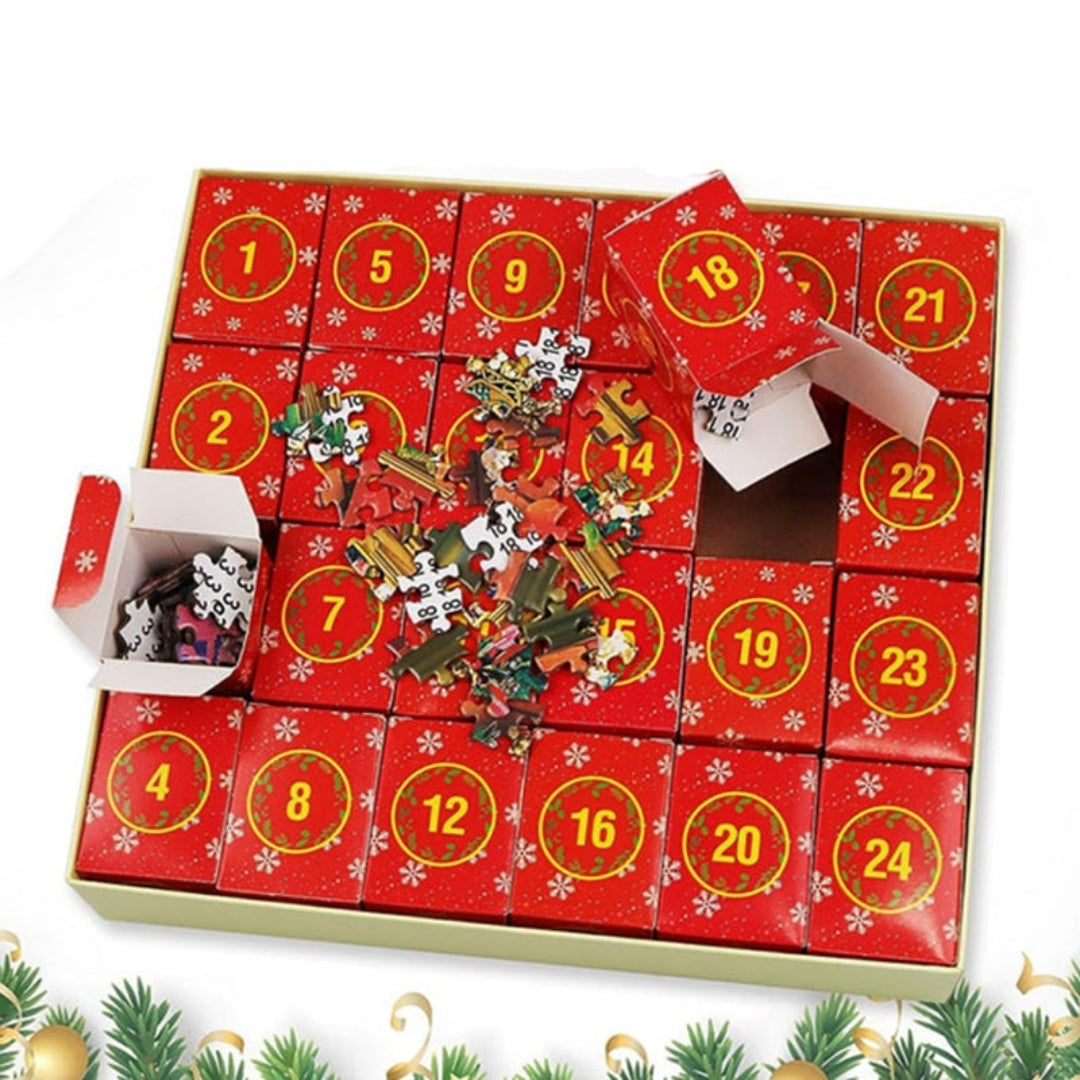 Advent Calendar Puzzle 1008 Pieces Christmas Workshop 24 Days of Puzzle Fun Including Poster Jigsaw Puzzle Christmas | Sansoti