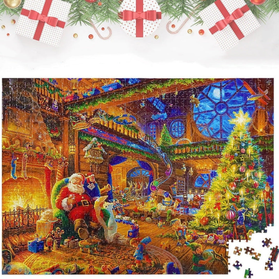 Adventskalender-Puzzle mit 1008 Teilen, Weihnachtswerkstatt, 24 Tage Puzzlespaß inklusive Poster, Weihnachtsmotiv | Sansoti