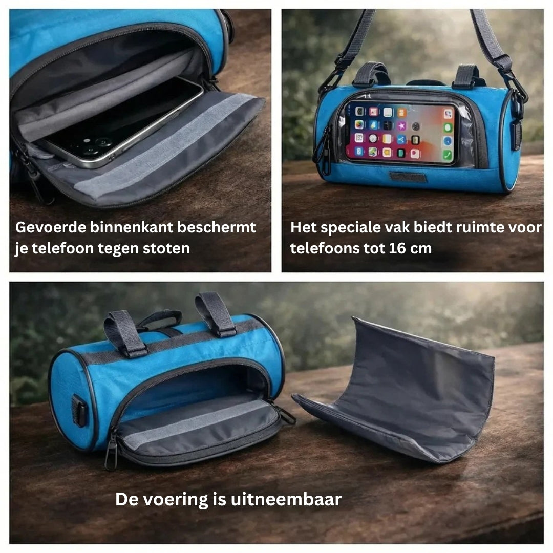 Sacoche de vélo étanche avec support de téléphone à écran tactile pour guidon, rangement sécurisé et navigation | Sansoti