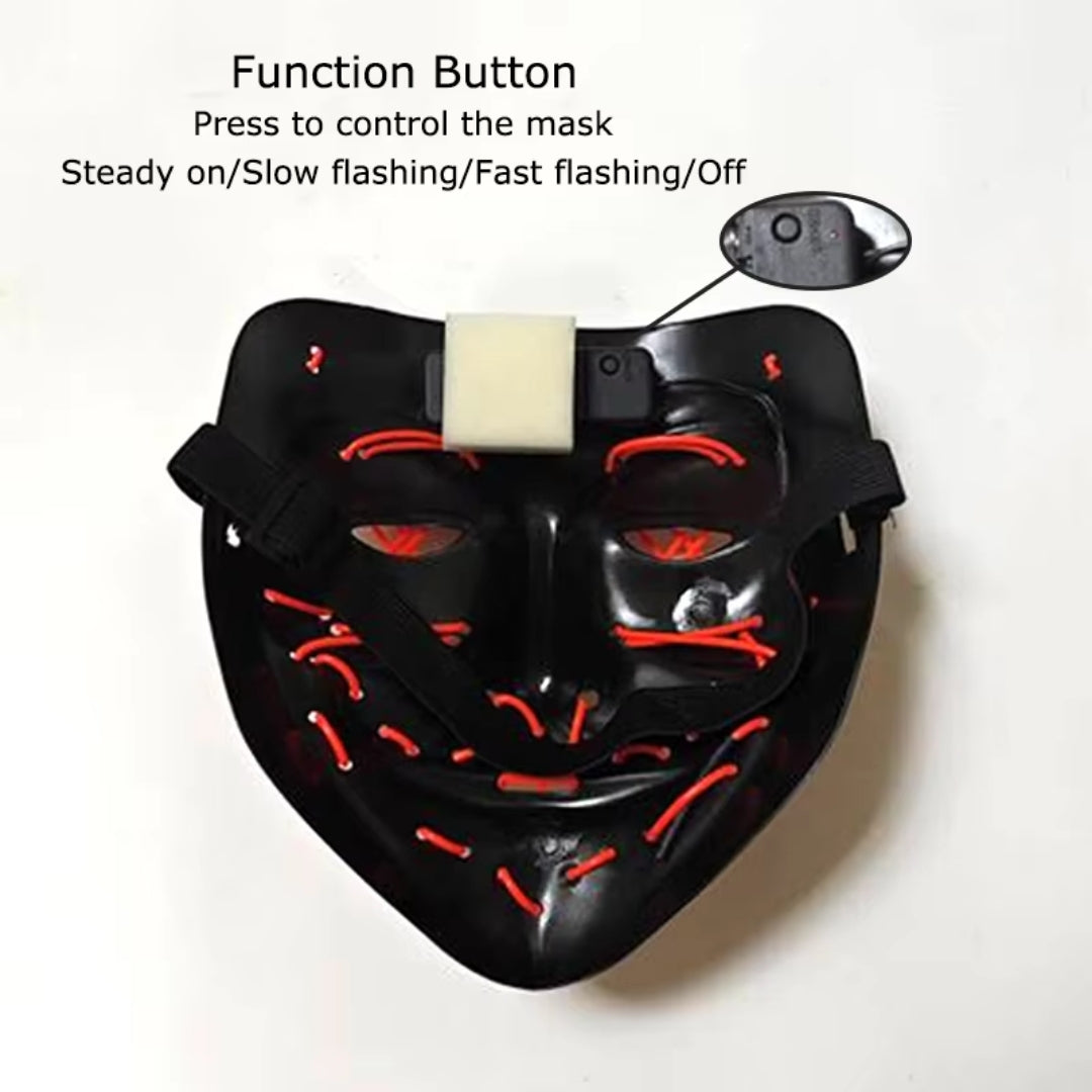 Luminous Face Mask with LED Lighting – Switchable Neon Modes for Holidays, Parties and Events | Sansoti