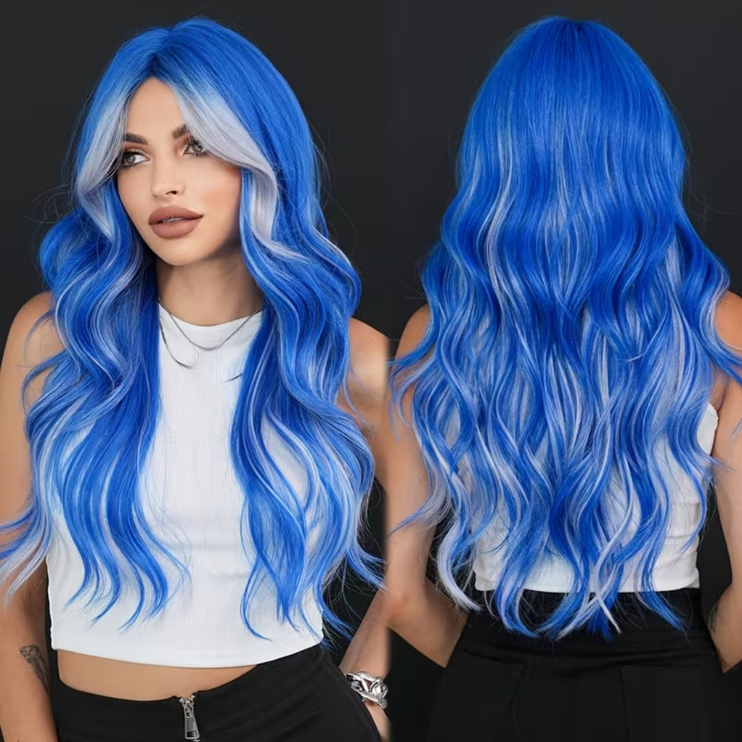 Zwart-Rode Damespruik Lange Golvende Krullen 66cm Ombre Haarwerk Themafeesten Cosplay Carnaval Kostuum | Sansoti