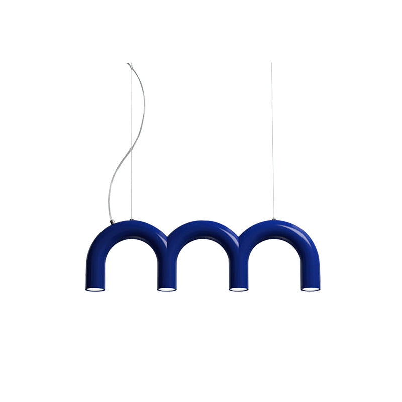 Moderne Kroonluchter met Cirkelvormige M-Bogen – 4, 7 of 9 Lichtpunten in Wit, Zwart of Blauw | Sansoti