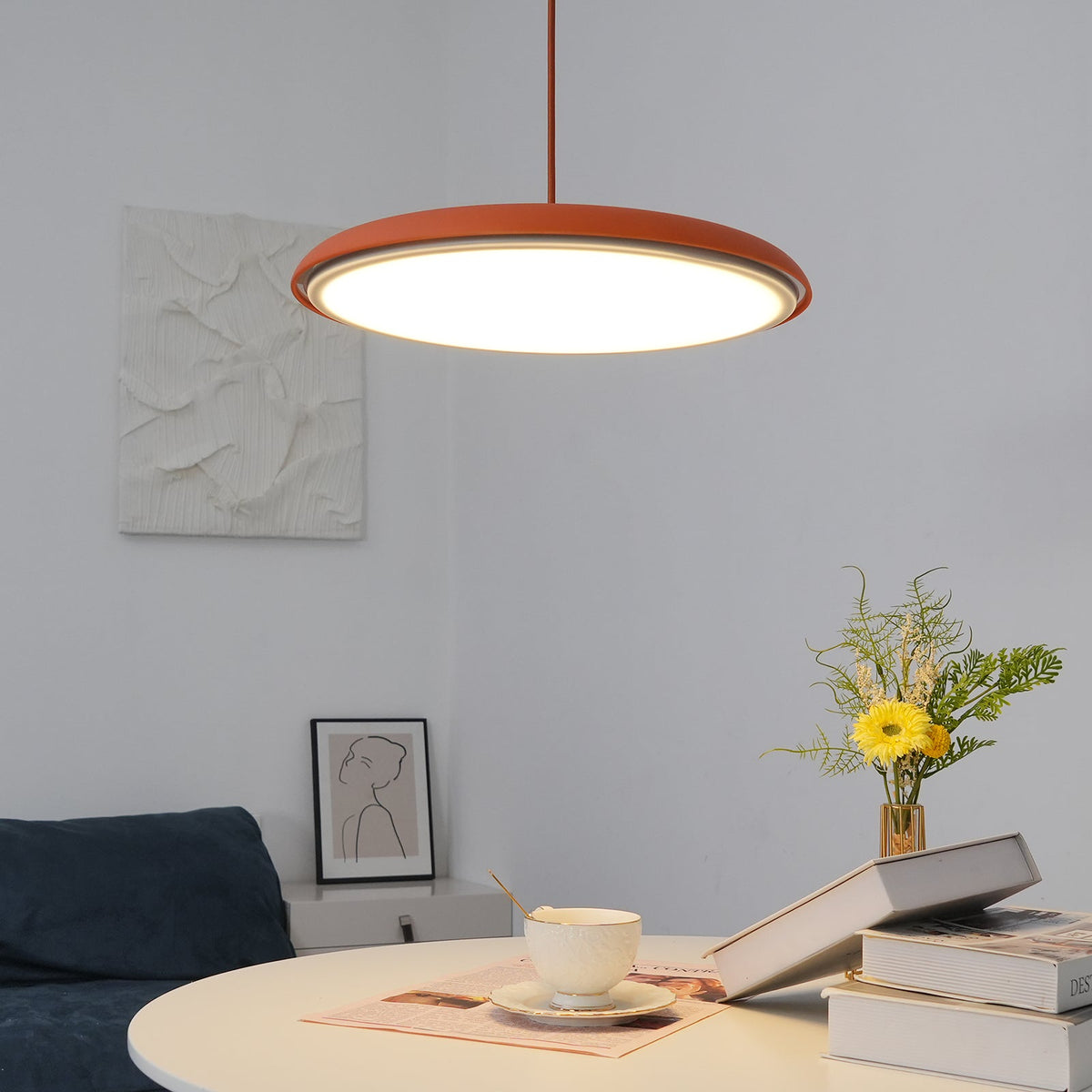 Pendelleuchte aus Metall und Acryl, dimmbar, für Kücheninsel, Esstisch und Wohnzimmer, Pastellfarben, minimalistisches Design | Sansoti