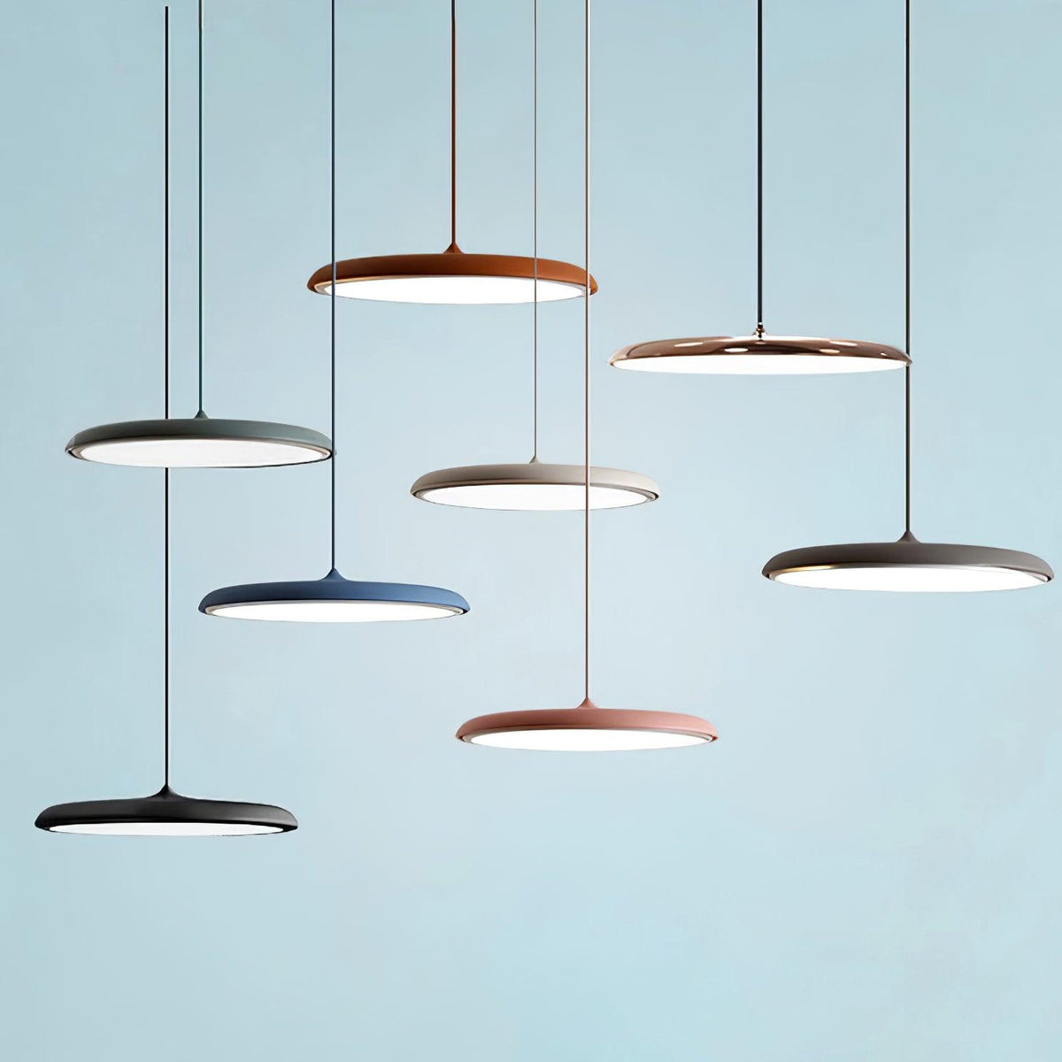 Pendelleuchte aus Metall und Acryl, dimmbar, für Kücheninsel, Esstisch und Wohnzimmer, Pastellfarben, minimalistisches Design | Sansoti