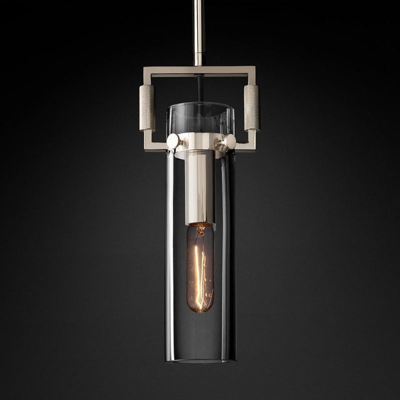Suspension industrielle en verre cylindrique et laiton, hauteur réglable, ampoule Edison, pour salle à manger et salon, éclairage rétro | Sansoti