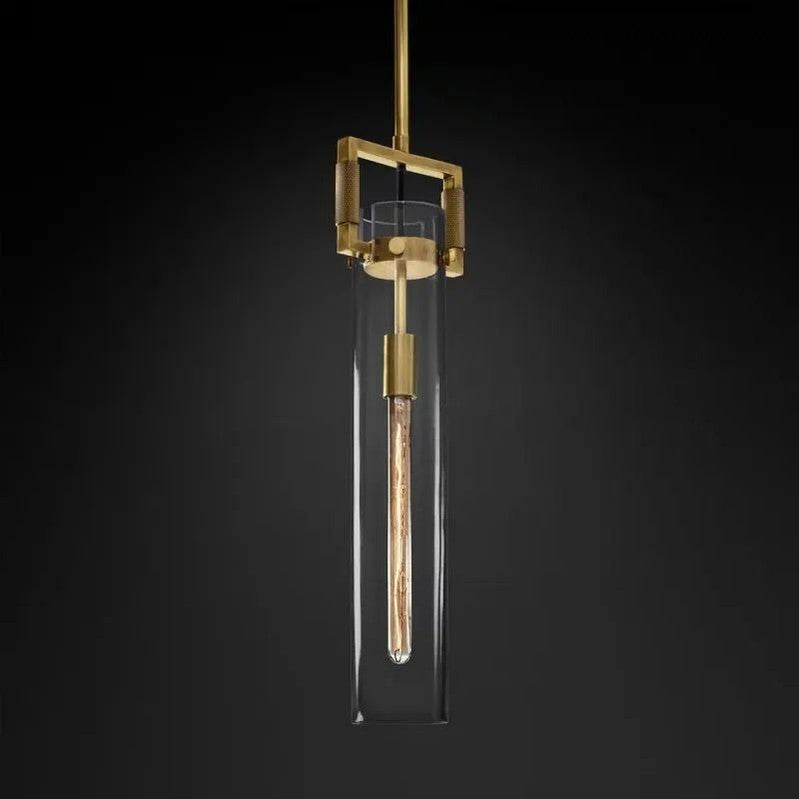 Suspension industrielle en verre cylindrique et laiton, hauteur réglable, ampoule Edison, pour salle à manger et salon, éclairage rétro | Sansoti