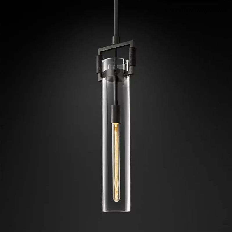 Suspension industrielle en verre cylindrique et laiton, hauteur réglable, ampoule Edison, pour salle à manger et salon, éclairage rétro | Sansoti