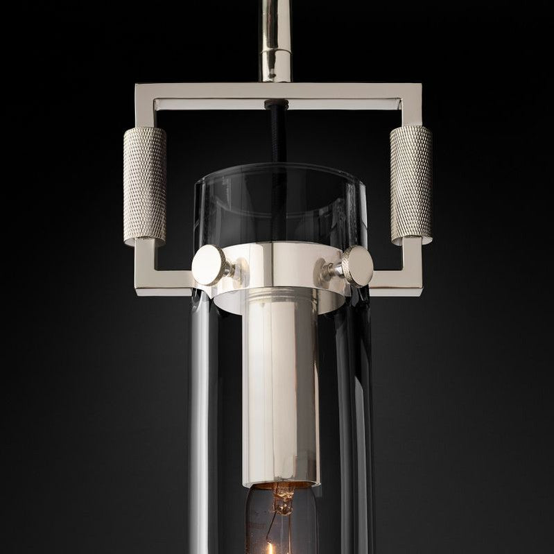 Suspension industrielle en verre cylindrique et laiton, hauteur réglable, ampoule Edison, pour salle à manger et salon, éclairage rétro | Sansoti