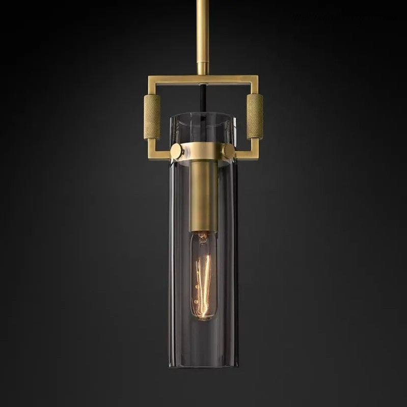 Suspension industrielle en verre cylindrique et laiton, hauteur réglable, ampoule Edison, pour salle à manger et salon, éclairage rétro | Sansoti