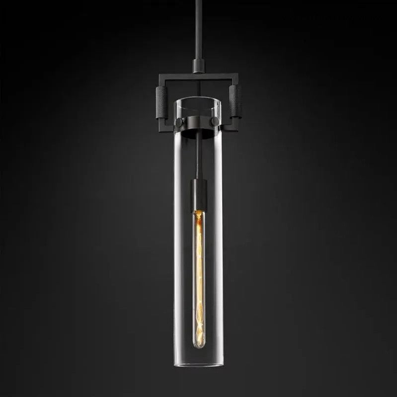 Suspension industrielle en verre cylindrique et laiton, hauteur réglable, ampoule Edison, pour salle à manger et salon, éclairage rétro | Sansoti