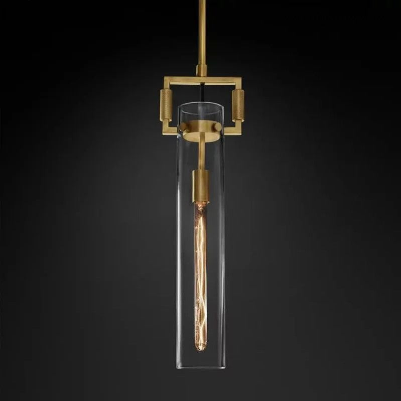 Suspension industrielle en verre cylindrique et laiton, hauteur réglable, ampoule Edison, pour salle à manger et salon, éclairage rétro | Sansoti