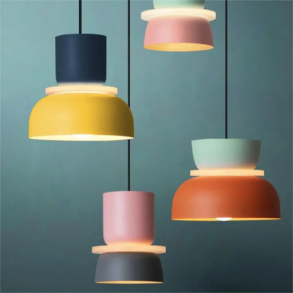 Hanglamp Nordic Color Block Aluminium Acryl Macaron 29cm E27 | Sansoti