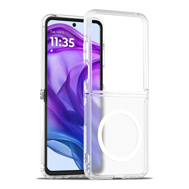 Magnetyczne matowe etui typu hardcase do składanego smartfona, czarne, niebieskie, fioletowe, zielone, szare, różowe, odporne na odciski palców | Sansoti