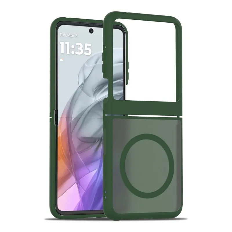 Magnetyczne matowe etui typu hardcase do składanego smartfona, czarne, niebieskie, fioletowe, zielone, szare, różowe, odporne na odciski palców | Sansoti