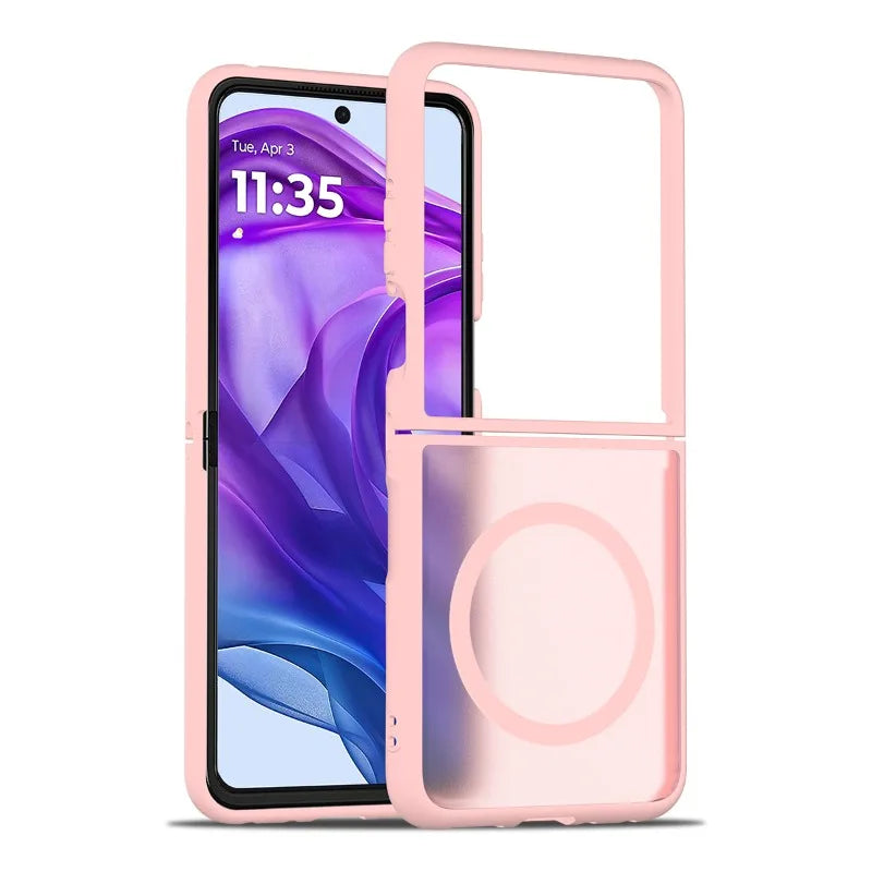 Magnetyczne matowe etui typu hardcase do składanego smartfona, czarne, niebieskie, fioletowe, zielone, szare, różowe, odporne na odciski palców | Sansoti