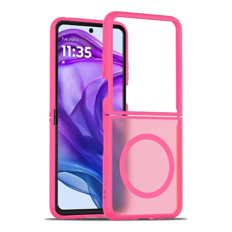 Magnetyczne matowe etui typu hardcase do składanego smartfona, czarne, niebieskie, fioletowe, zielone, szare, różowe, odporne na odciski palców | Sansoti