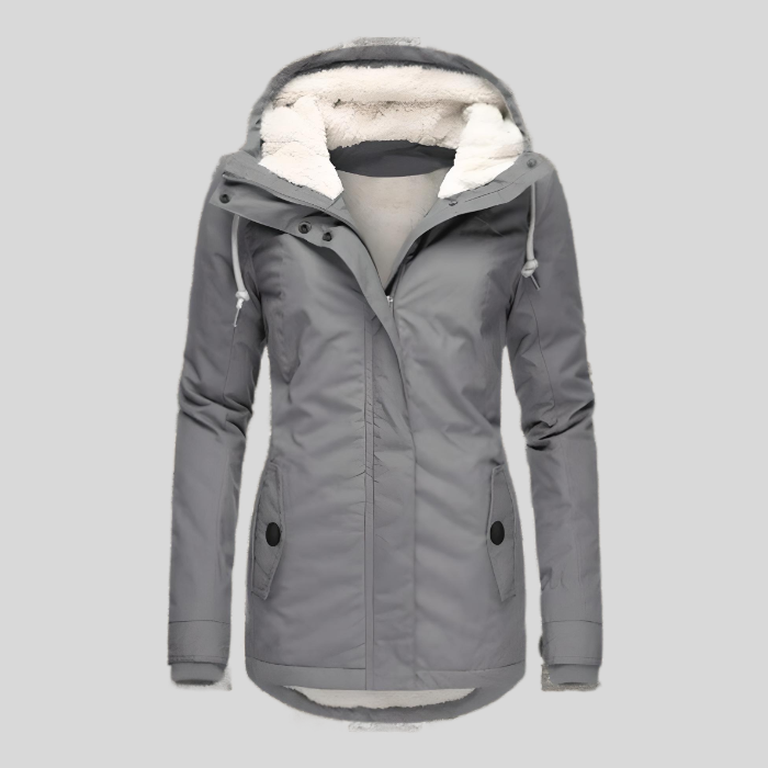 Padded Women's Winter Coat with Hood, Warm Lining, Long Parka, Water-Repellent, Windproof | Sansoti