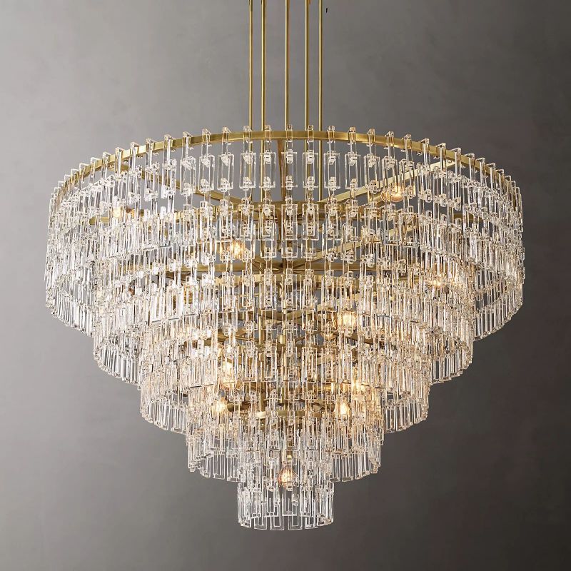 Kristallen Kroonluchter Meerdere Lagen Messing Glas Rond Plafond Verlichting Luxe Eetkamer Woonkamer Design | Sansoti