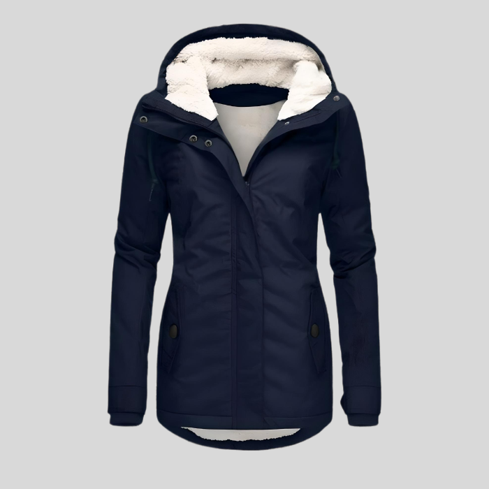 Padded Women's Winter Coat with Hood, Warm Lining, Long Parka, Water-Repellent, Windproof | Sansoti