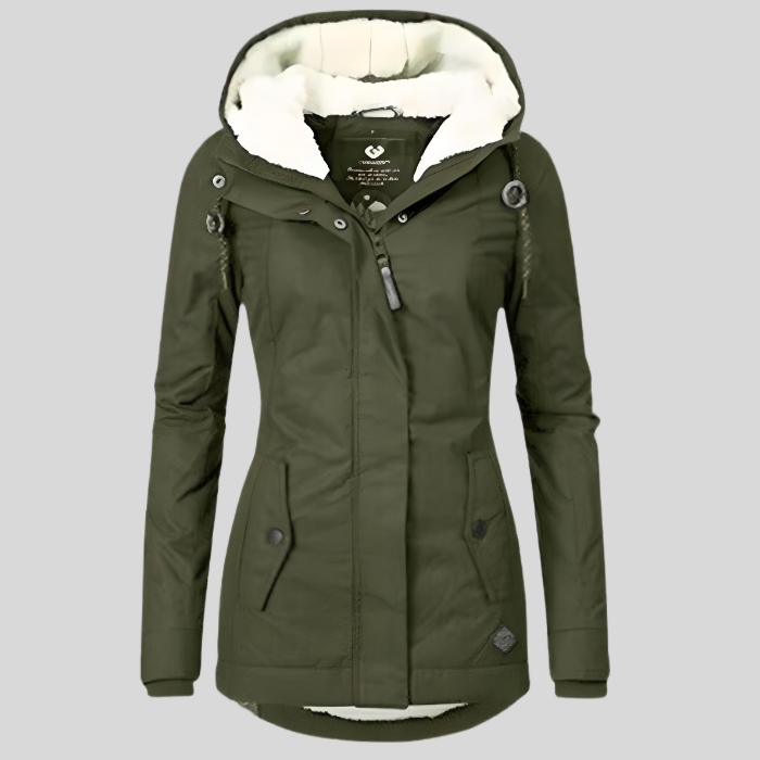 Padded Women's Winter Coat with Hood, Warm Lining, Long Parka, Water-Repellent, Windproof | Sansoti