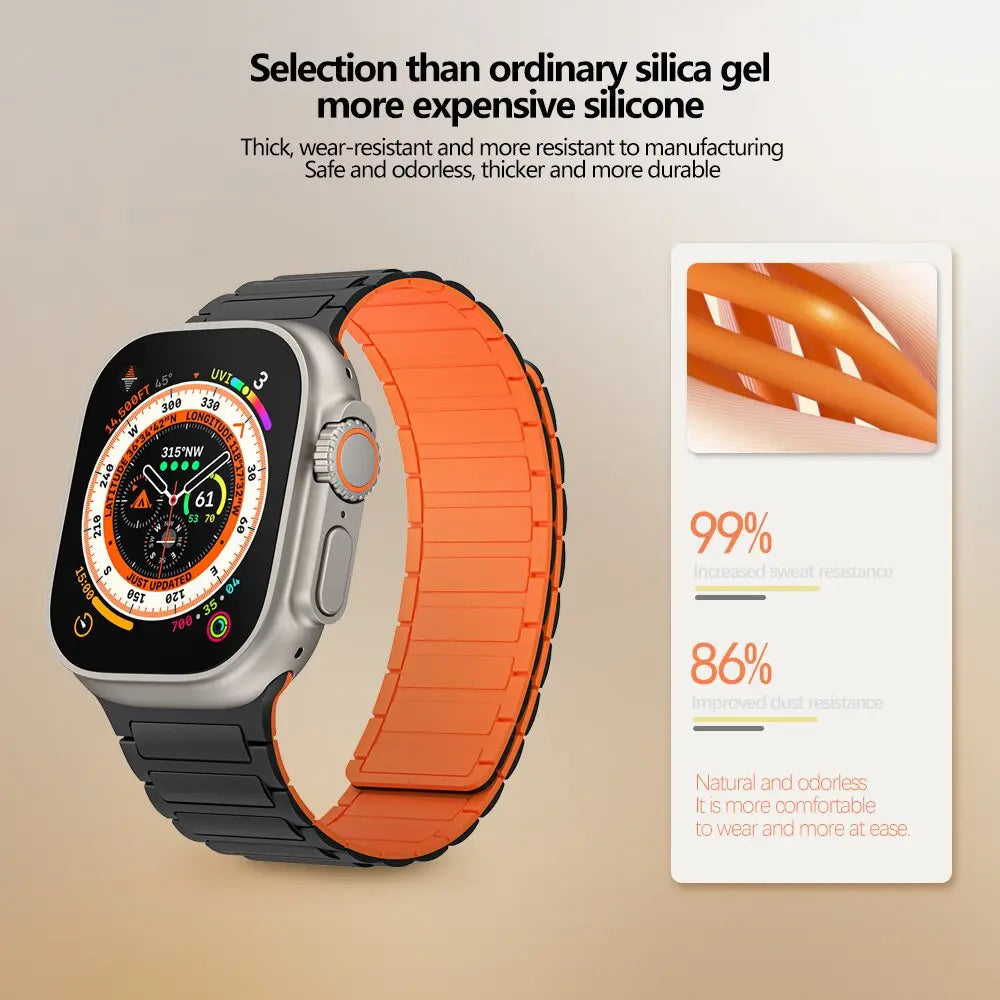 Magnetisches Silikonarmband für Smartwatch 38-49mm Verstellbares atmungsaktives Sportarmband Universell kompatibel | Sansoti