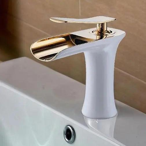 Badkraan Goud Eengreeps Wastafelkraan met Keramische Cartridge Waterbesparend | Sansoti