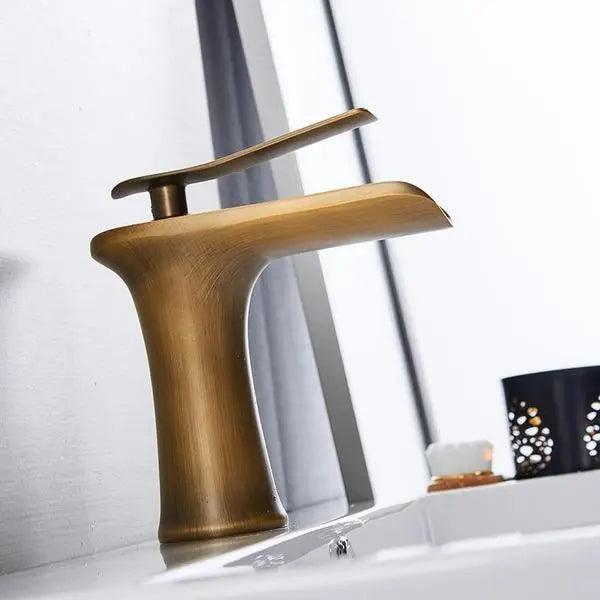 Badkraan Goud Eengreeps Wastafelkraan met Keramische Cartridge Waterbesparend | Sansoti