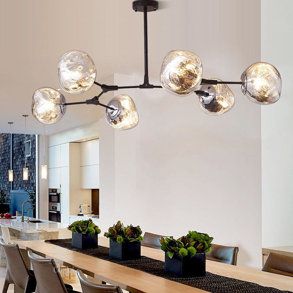 Glazen Hanglamp met Bollenkap 3-Lichts Modern Metalen Armatuur Warmwit Licht Woonkamer Eetkamer Pendellamp | Sansoti
