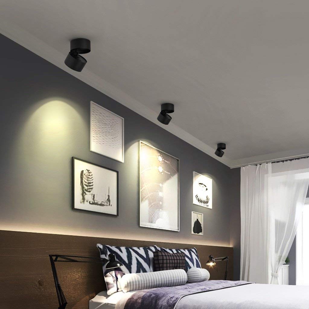 Round LED Recessed Ceiling Spotlight Small Metal 10cm White Black Modern Lighting Hallway Corridor Living Room Kitchen | Sansoti