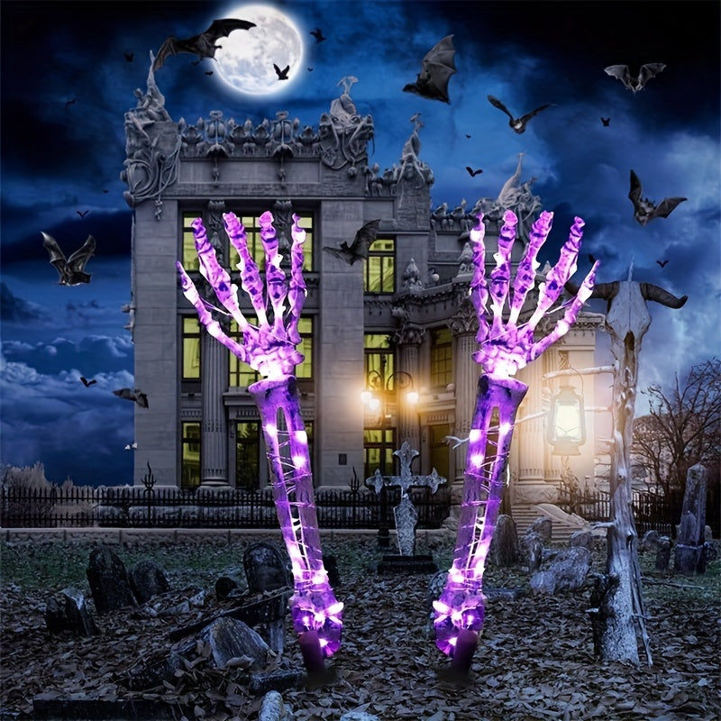 Solar Skeleton Hand Garden Light Halloween Outdoor Decoration with Skull and LED Lights for Garden or Patio | Sansoti