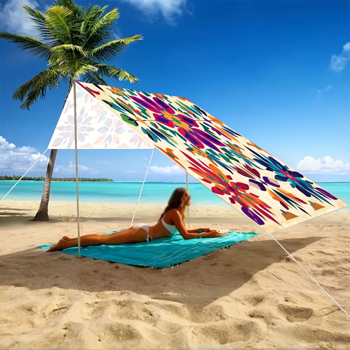 Buitenschirm Bohemian Mandala Sonnenschutz Polyester-Sonnensegel Garten Terrasse Strand Balkon Dekoratives Hängetuch | Sansoti