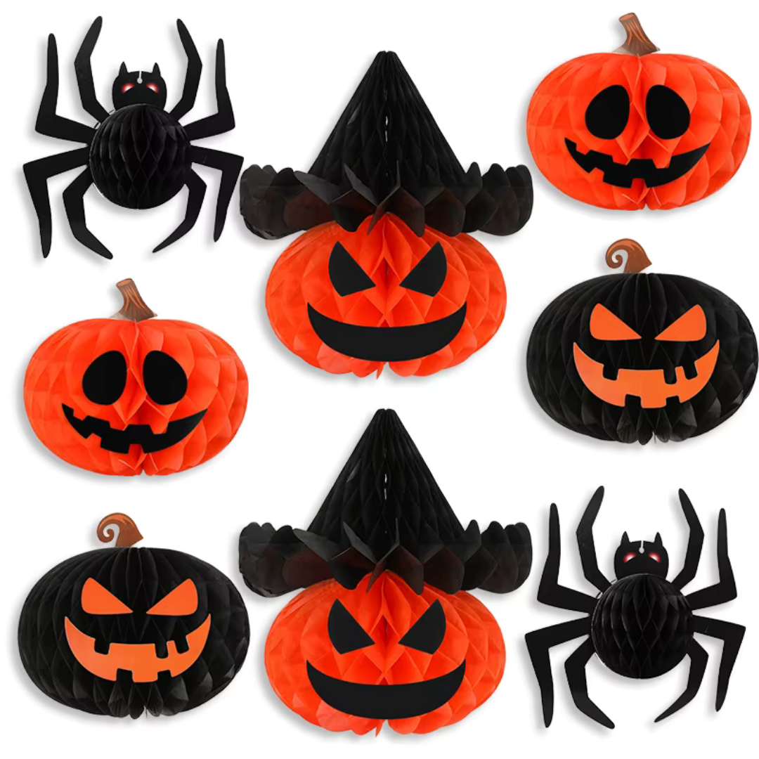 Foldable Paper Lantern Halloween Hanging Decoration Indoor Outdoor Party Spooky Atmosphere Pumpkin Skeleton Decoration | Sansoti