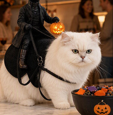 Halloween Pet Costume 3D Pumpkin with Headless Horseman Motif for Dogs and Cats Photoshoot Party Dress-Up | Sansoti