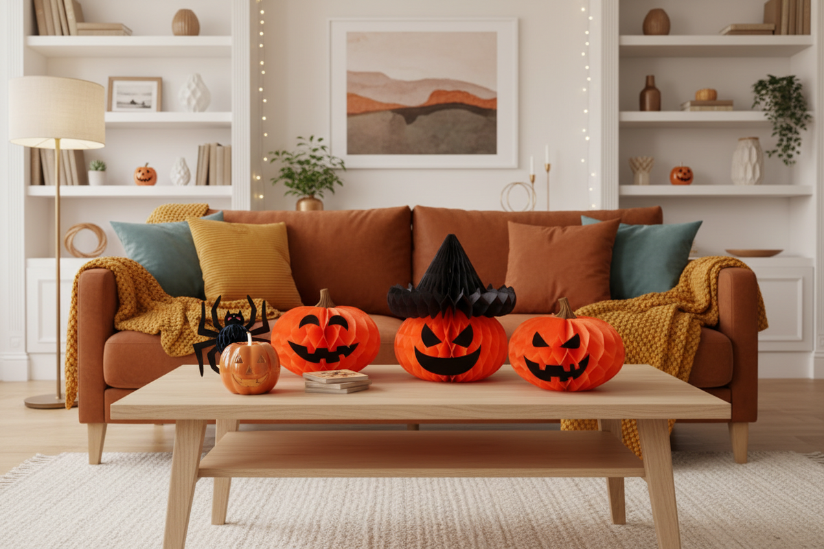Foldable Paper Lantern Halloween Hanging Decoration Indoor Outdoor Party Spooky Atmosphere Pumpkin Skeleton Decoration | Sansoti