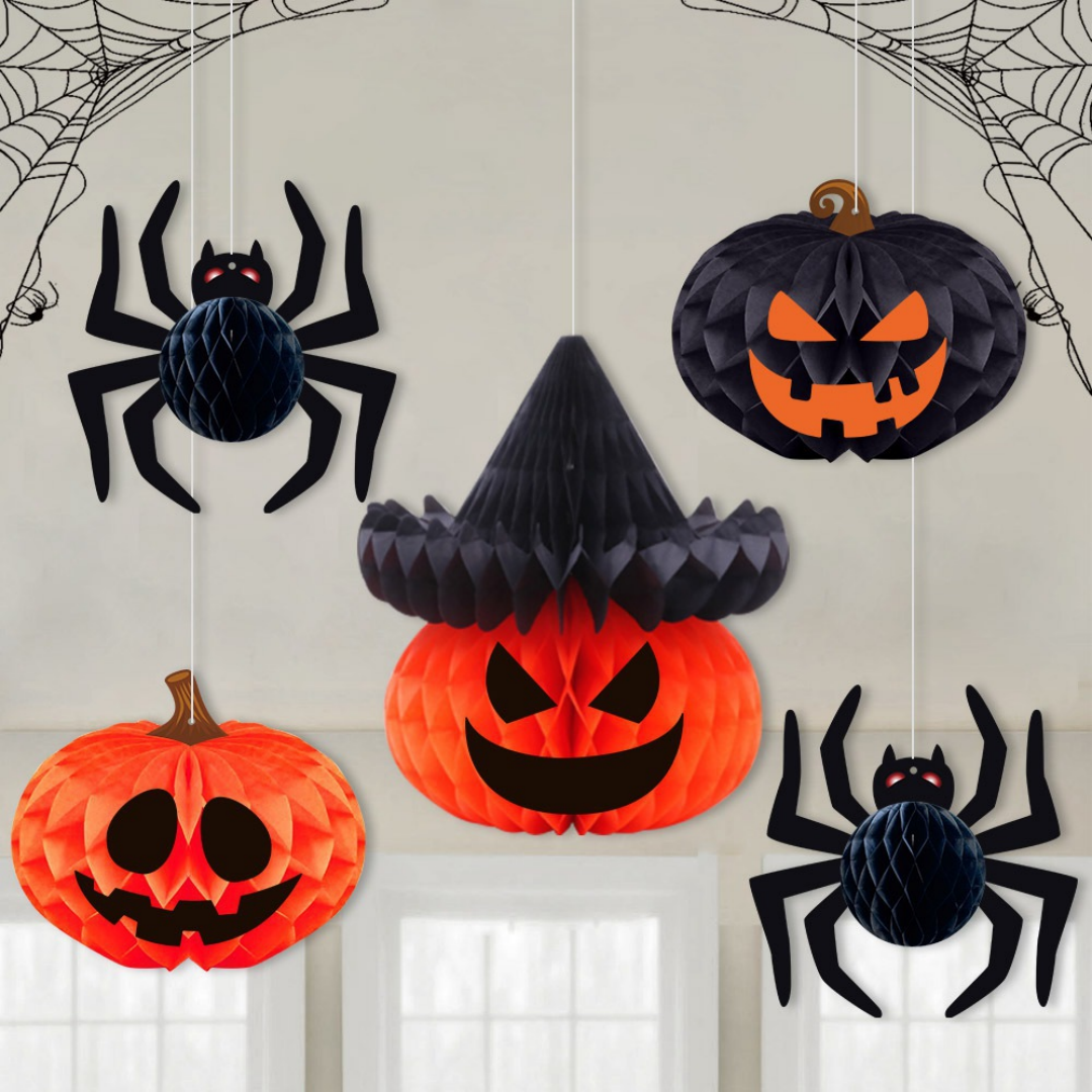 Foldable Paper Lantern Halloween Hanging Decoration Indoor Outdoor Party Spooky Atmosphere Pumpkin Skeleton Decoration | Sansoti