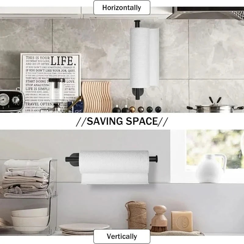 Keukenpapierhouder Wandmontage RVS Zelfklevend Schroefbevestiging Keukenrol Houder voor Keuken Badkamer | Sansoti