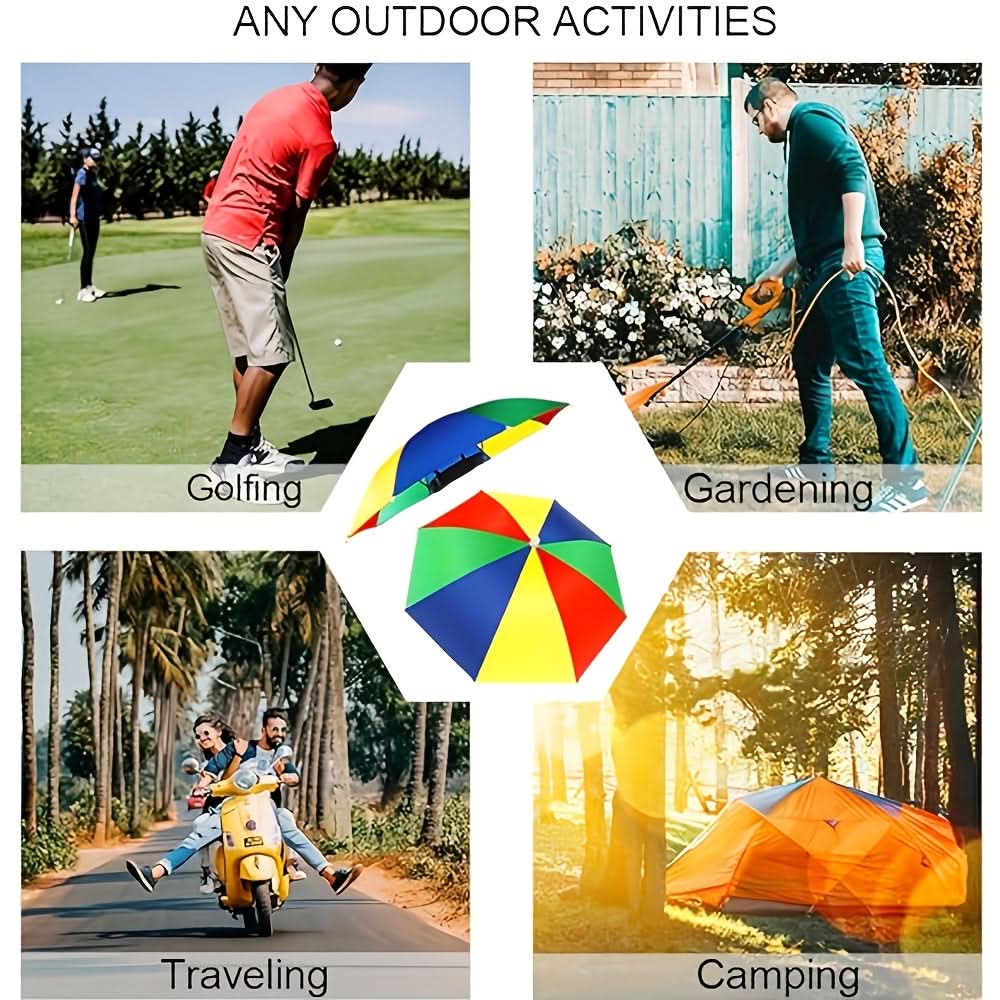 Umbrella Hat Hands-Free Sun Protection Garden Walking Fishing Beach Camping Foldable UV Filter Head Umbrella | Sansoti
