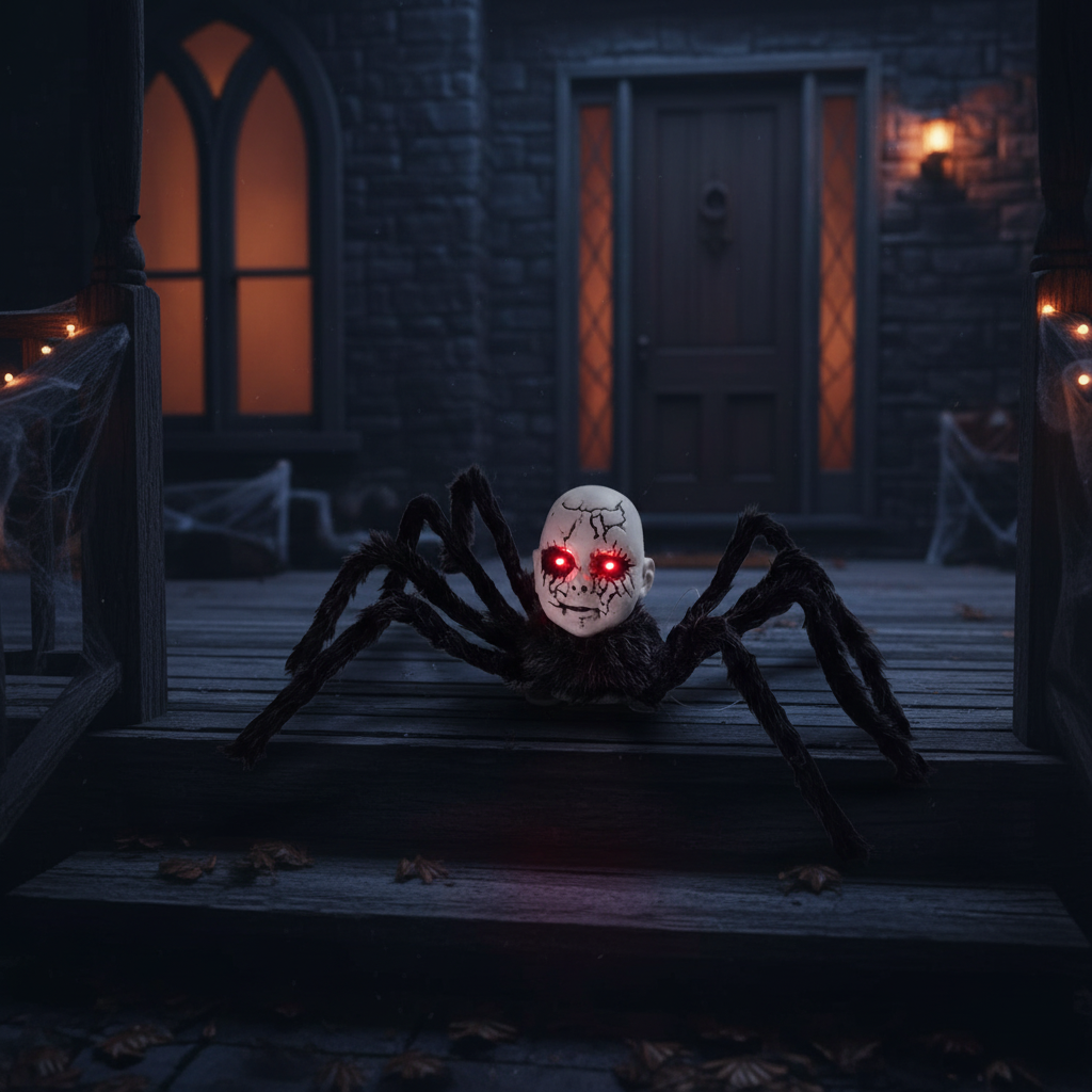 Animatronic Spider Pop Decoration with Motion Sensor and Glowing Eyes for a Spooky Halloween Party | Sansoti