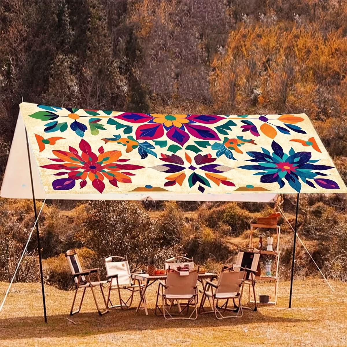 Buitenschirm Bohemian Mandala Sonnenschutz Polyester-Sonnensegel Garten Terrasse Strand Balkon Dekoratives Hängetuch | Sansoti