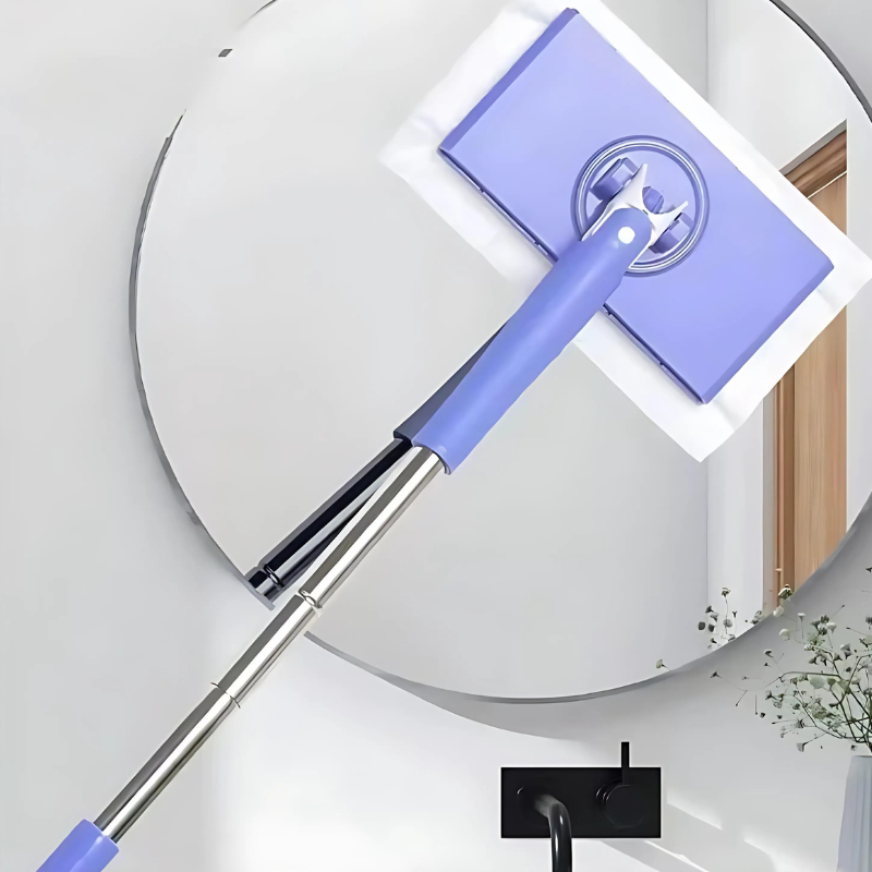 Flat Mop with Click System for Cloths 71-116cm Telescopic Floor Wiper Hands-Free Dirt Cleaning | Sansoti