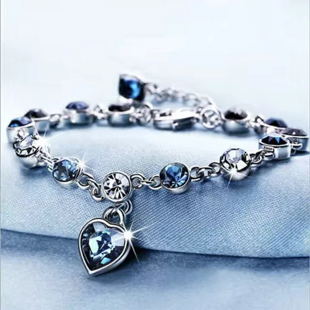 Oceaan Hart Kristallen Armband Zilver met Zirkonia Steentjes voor Vrouwen Elegant Sieraad | Sansoti
